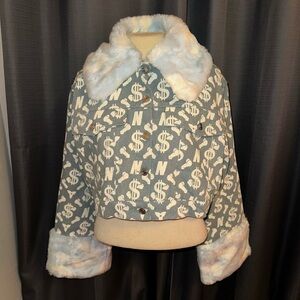 Namilia Dolls Kill Dick Dollar Fur Denim Coat NWT M/L/XL